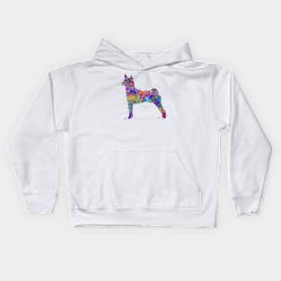 Basenji dog watercolor Kids Hoodie